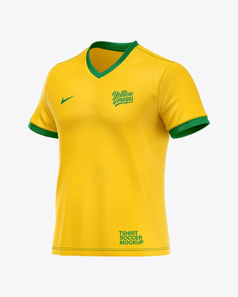 Download T Shirt Soccer Mockup Half Side View In Apparel Mockups On Yellow Images Object Mockups