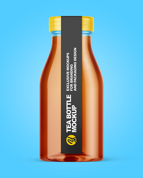 Download Tea Bottle With A Tag Mockup In Bottle Mockups On Yellow Images Object Mockups