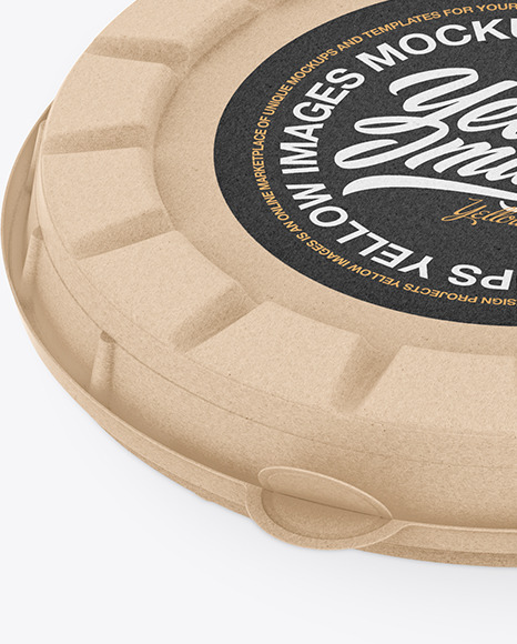 Kraft Round Pizza Box Mockup PSD #2