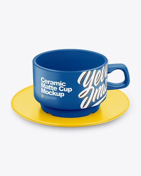 Matte Cup &amp; Saucer Mockup