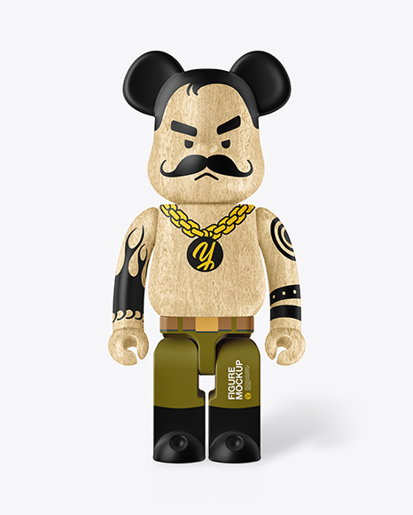 Matte Wooden Collectible Figure Mockup