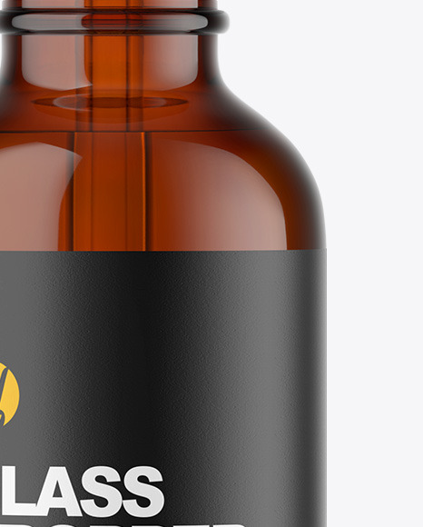 Amber Glass Dropper Bottle Mockup PSD #1