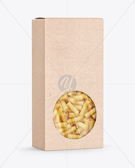 Download Kraft Paper Box With Penne Rigate Pasta Mockup In Box Mockups On Yellow Images Object Mockups Yellowimages Mockups