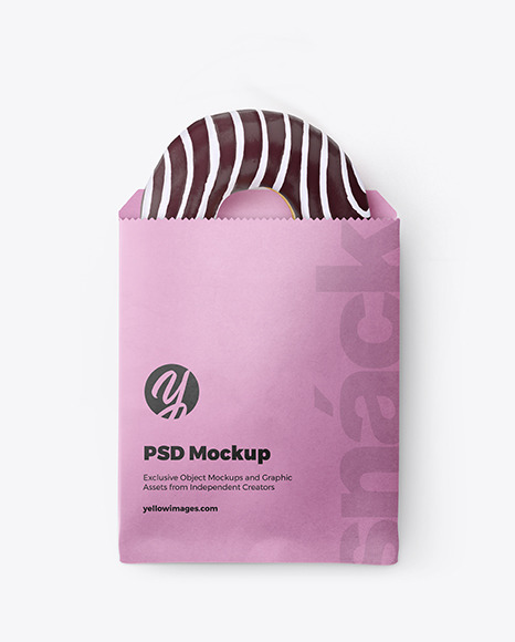 Paper Pack with Chocolate Glazed Donut PSD #2
