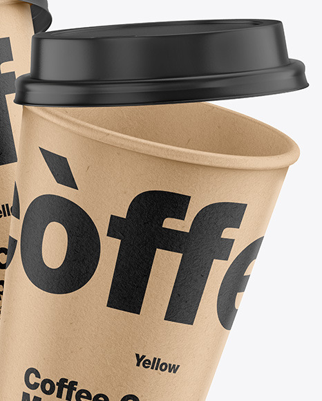 Kraft Coffee Cups Mockup PSD #1