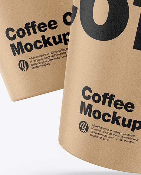 Kraft Coffee Cups Mockup PSD #6