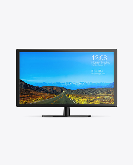Monitor Mockup In Device Mockups On Yellow Images Object Mockups