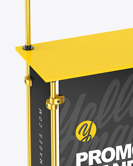 Download Metallic Promo Stand Mockup in Indoor Advertising Mockups on Yellow Images Object Mockups