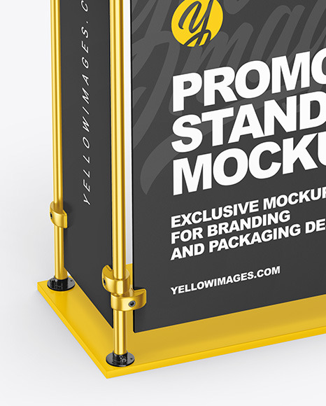 Download Metallic Promo Stand Mockup In Indoor Advertising Mockups On Yellow Images Object Mockups Yellowimages Mockups