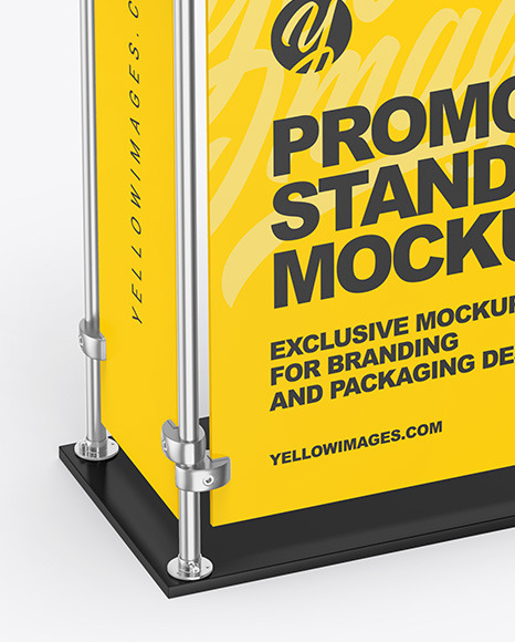 Download Metallic Promo Stand Mockup In Indoor Advertising Mockups On Yellow Images Object Mockups PSD Mockup Templates