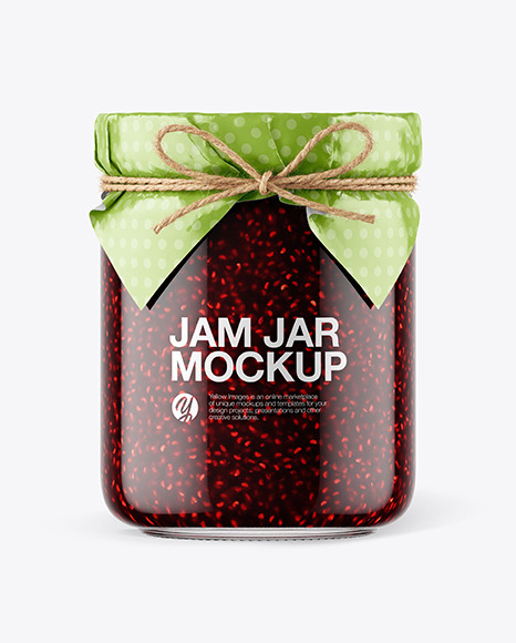 Download Glass Raspberry Jam Jar with Paper Cap Mockup in Jar ... Yellowimages Mockups