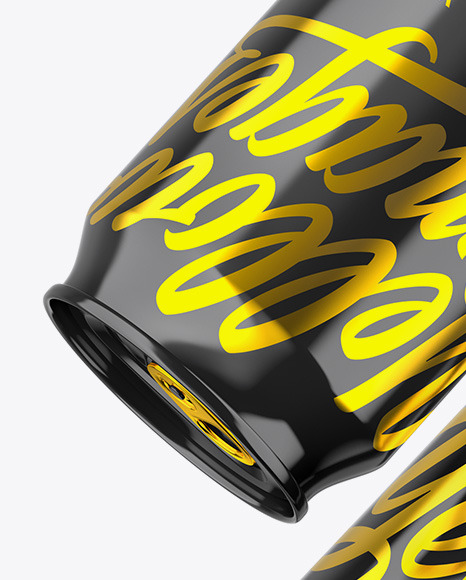 Two Glossy Cans Mockup PSD #7