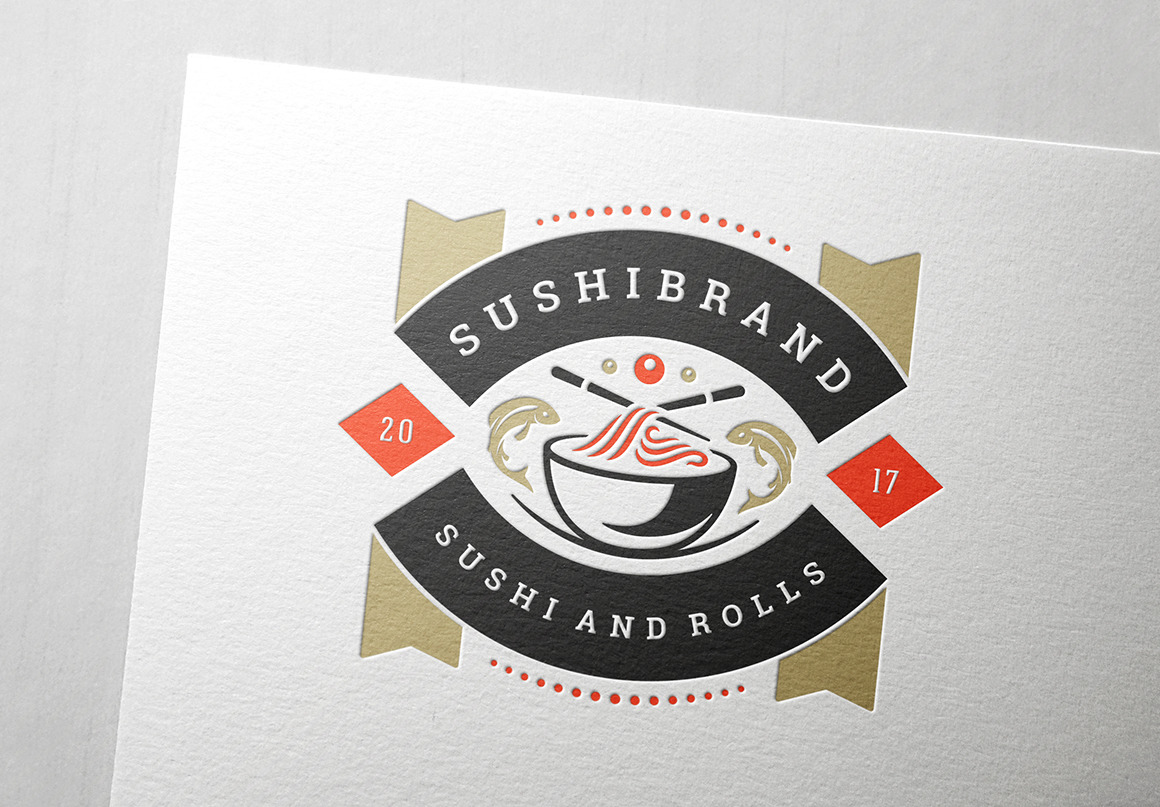 18 Sushi Bar Logos And Badges On Yellow Images Creative Store