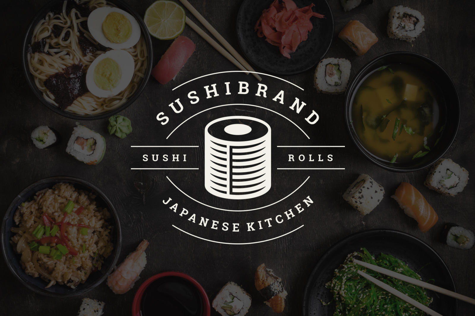 18 Sushi Bar Logos And Badges In Logo Templates On Yellow Images 