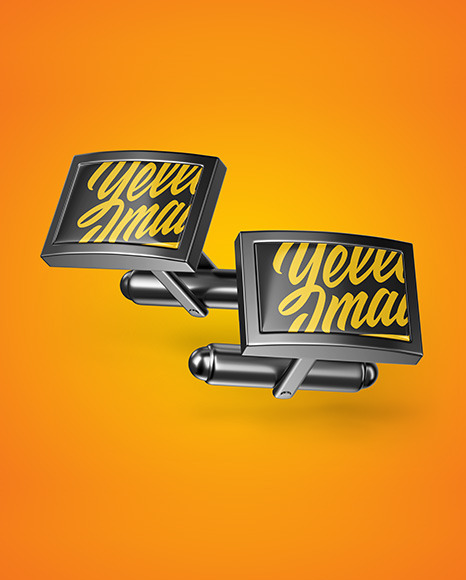 Two Cufflinks with Rectangle Caps Mockup PSD #7