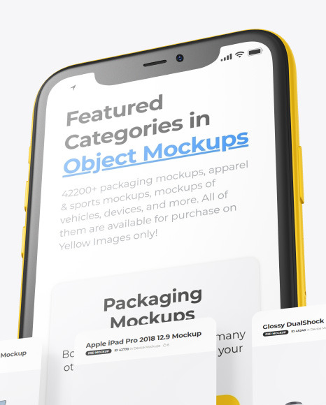 Clay Apple Iphone 11 Pro W Cards Mockup In Device Mockups On Yellow Images Object Mockups