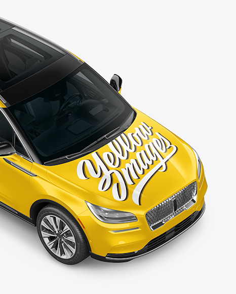 Crossover SUV Mockup - Top HalfSide View (High-Angle Shot)