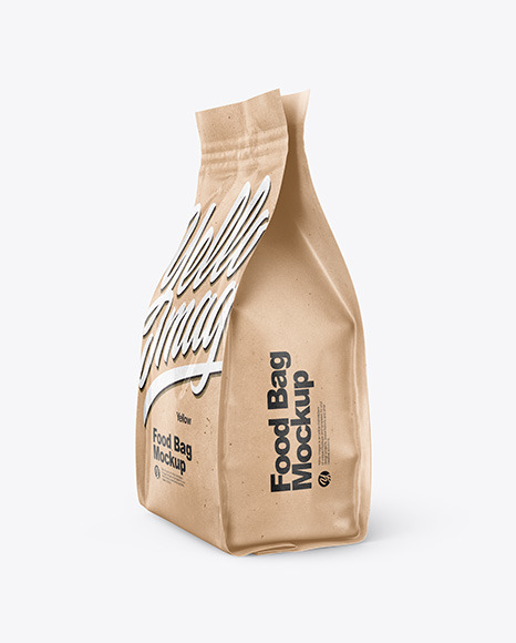 Download Kraft Food Bag Mockup In Bag Sack Mockups On Yellow Images Object Mockups Yellowimages Mockups