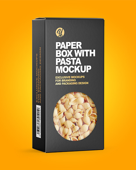 Paper Box with Conchiglie Rigate Pasta Mockup PSD #2