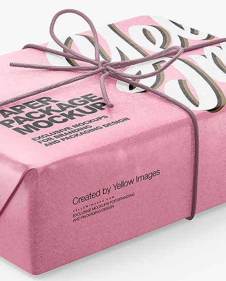 Download Kraft Paper Parcel With Row Bow Mockup In Bag Sack Mockups On Yellow Images Object Mockups PSD Mockup Templates