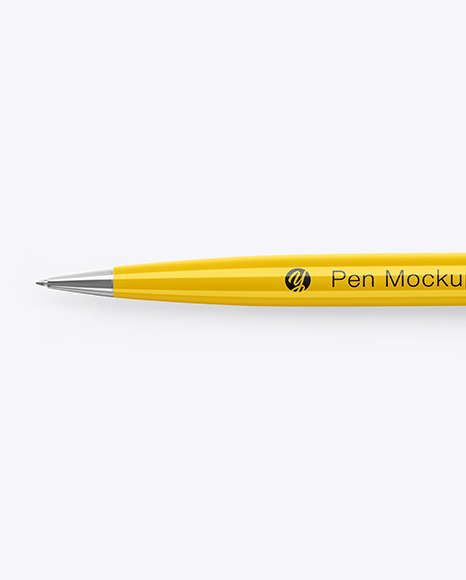 Glossy Pen W Metallic Finish Mockup In Stationery Mockups On Yellow Images Object Mockups