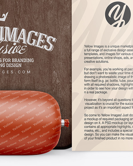 Matte Sausage Chub Mockup In Packaging Mockups On Yellow Images Object Mockups