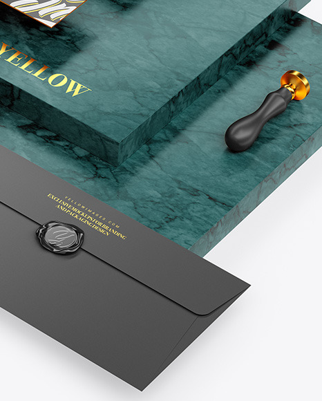 Two Business Cards Envelope with Marble Mockup PSD #2