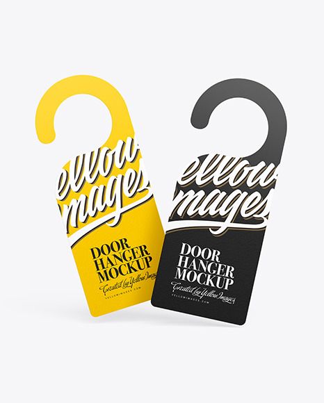 Download Two Door Hangers Mockup In Stationery Mockups On Yellow Images Object Mockups PSD Mockup Templates