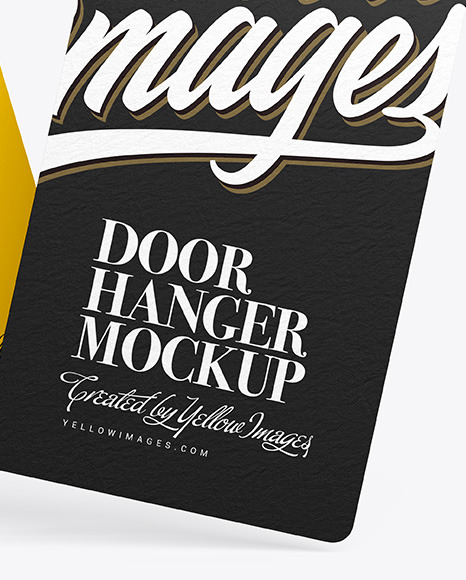 Download Two Door Hangers Mockup In Stationery Mockups On Yellow Images Object Mockups PSD Mockup Templates