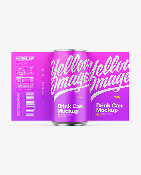 Glossy Metallic Can W Matte Finish Mockup In Can Mockups On Yellow Images Object Mockups