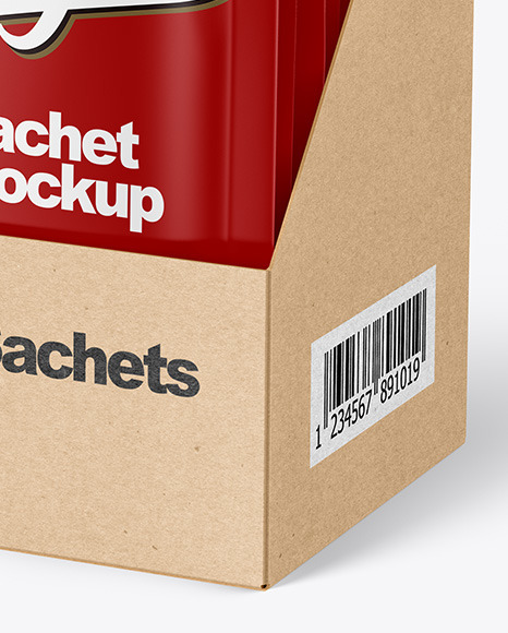 Matte Sachets in Display Box Mockup PSD #5