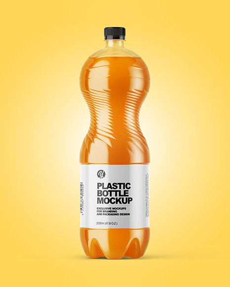 PET Bottle with Peach Drink Mockup PSD #2