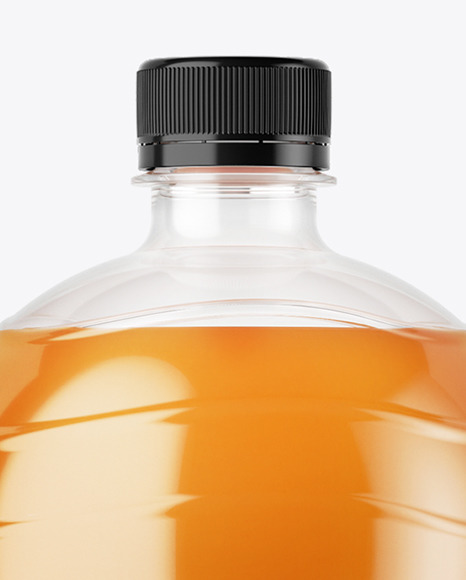 PET Bottle with Peach Drink Mockup PSD #1