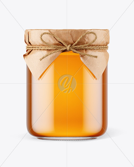 Download Glass Honey Jar with Paper Cap Mockup in Jar Mockups on ...