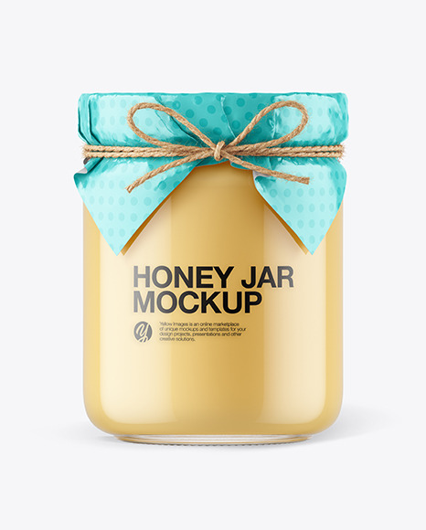 Glass Creamed Honey Jar with Paper Cap Mockup PSD #4