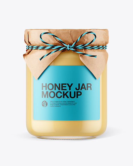 Glass Creamed Honey Jar with Paper Cap Mockup PSD #5