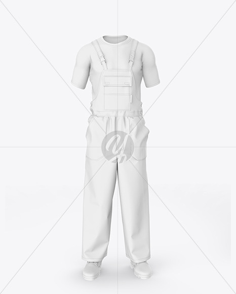 Download Working Summer Overalls Mockup - Front View in Apparel ...