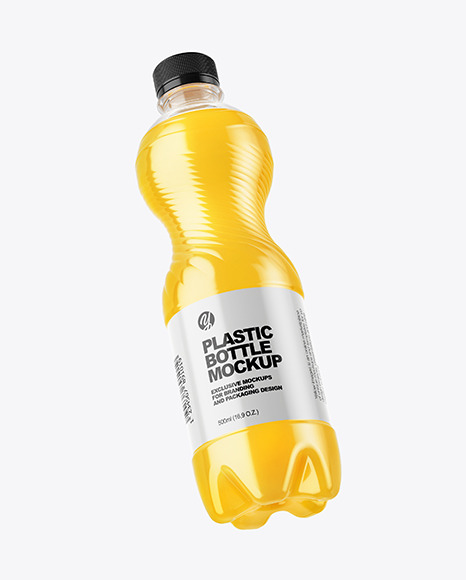 Download Pet Bottle With Orange Drink Mockup In Bottle Mockups On Yellow Images Object Mockups Yellowimages Mockups