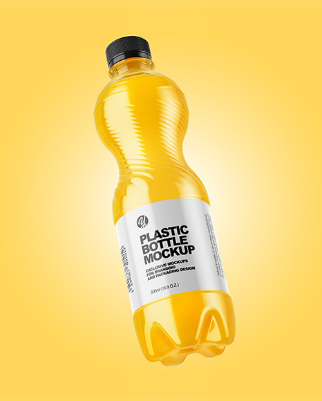 Download Pet Bottle With Orange Drink Mockup In Bottle Mockups On Yellow Images Object Mockups PSD Mockup Templates