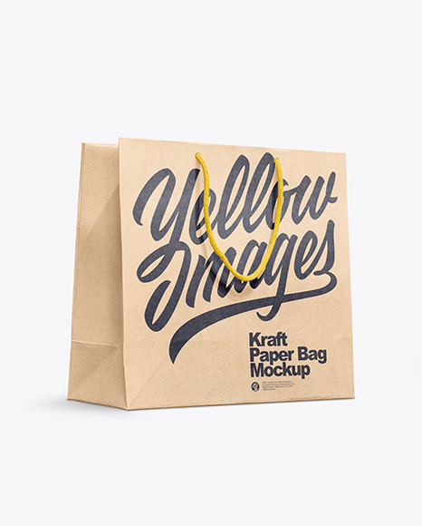 Download Kraft Paper Bag Mockup In Bag Sack Mockups On Yellow Images Object Mockups