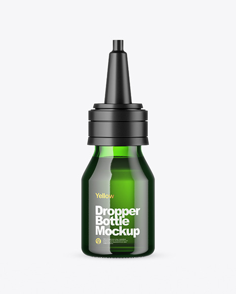 Green Glass Dropper Bottle Mockup