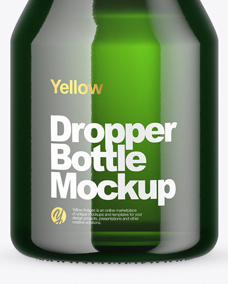 Green Glass Dropper Bottle Mockup PSD #1