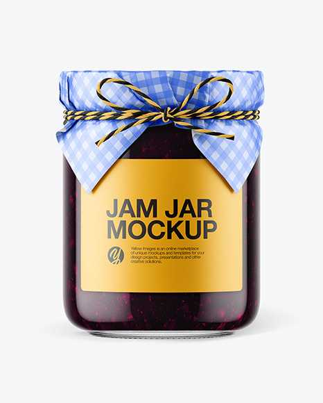 Glass Blueberry Jam Jar with Paper Cap Mockup PSD #2