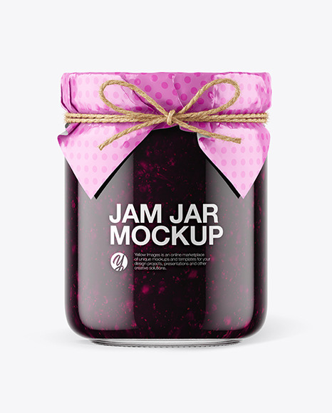 Glass Blueberry Jam Jar with Paper Cap Mockup PSD #4