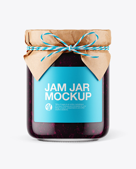 Glass Blueberry Jam Jar with Paper Cap Mockup PSD #5