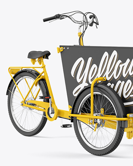 Cargo Bike Mockup - Half Side View in Vehicle Mockups on Yellow Images Object Mockups