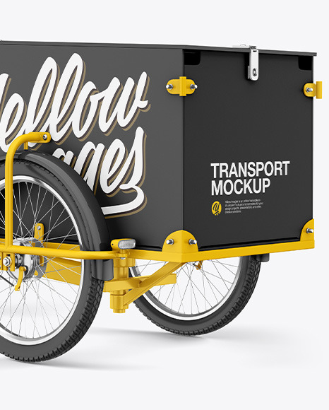 Download Cargo Bike Mockup Half Side View In Vehicle Mockups On Yellow Images Object Mockups PSD Mockup Templates