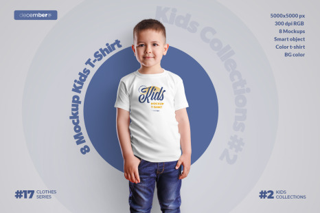 Download 8 Mockups Kids T Shirt Boy In Apparel Mockups On Yellow Images Creative Store PSD Mockup Templates