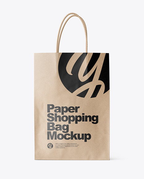 Download Kraft Paper Shopping Bag Mockup Front View In Bag Sack Mockups On Yellow Images Object Mockups PSD Mockup Templates