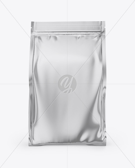 Metallic Stand Up Bag Mockup Front View In Bag Sack Mockups On Yellow Images Object Mockups